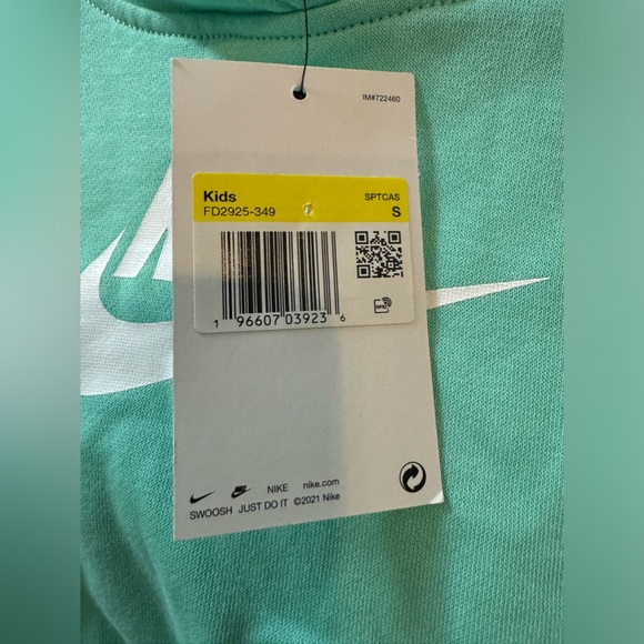 Girls turquoise Nike cropped hooded sweatshirt - Picture 3 of 3